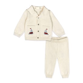 Viverano Organics Viverano Organics Embroidered Pocket Baby Shirt & Pants - Sailboat