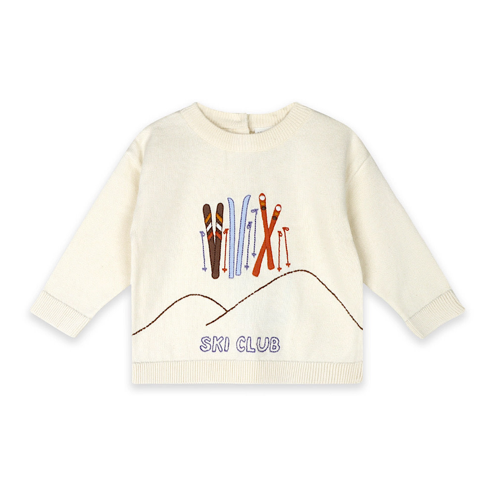 Viverano Organics Viverano Organics Embroidered Baby Knit Pullover - Ski Club