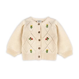 Viverano Organics Viverano Organics Lisa Floral Embroidered Baby Cardigan - Natural
