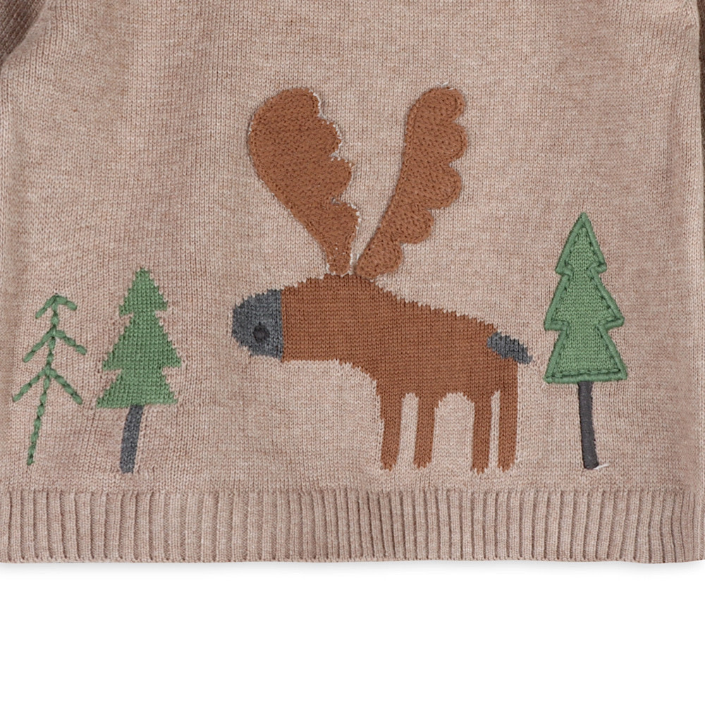 Viverano Organics Moose Woods Knit Baby Pullover - Marl Brown