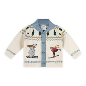 Viverano Organics Viverano Organics Ski Shawl Collar Baby Knit Cardigan - Natural