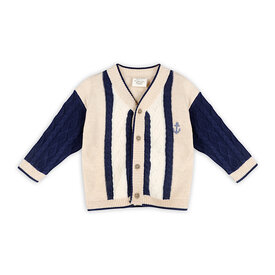Viverano Organics Viverano Organics Anchor Stripe Knit Baby Cardigan - Oatmeal