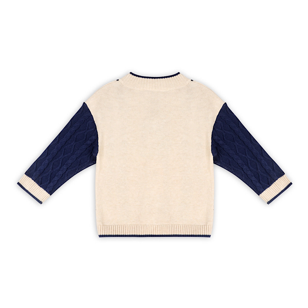 Viverano Organics Anchor Stripe Knit Baby Cardigan - Oatmeal