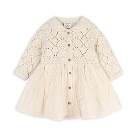Viverano Organics Viverano Organics Phoebe Pointelle Knit Sweater Baby Dress - Natural