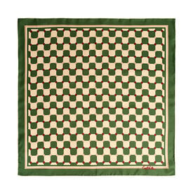 Lost Pattern NYC Lost Pattern Silk Bandana Scarf - Green Checkerboard