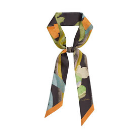Lost Pattern NYC Lost Pattern Silk Twill Skinny Scarf - Dark Brown Ethereal Mirage