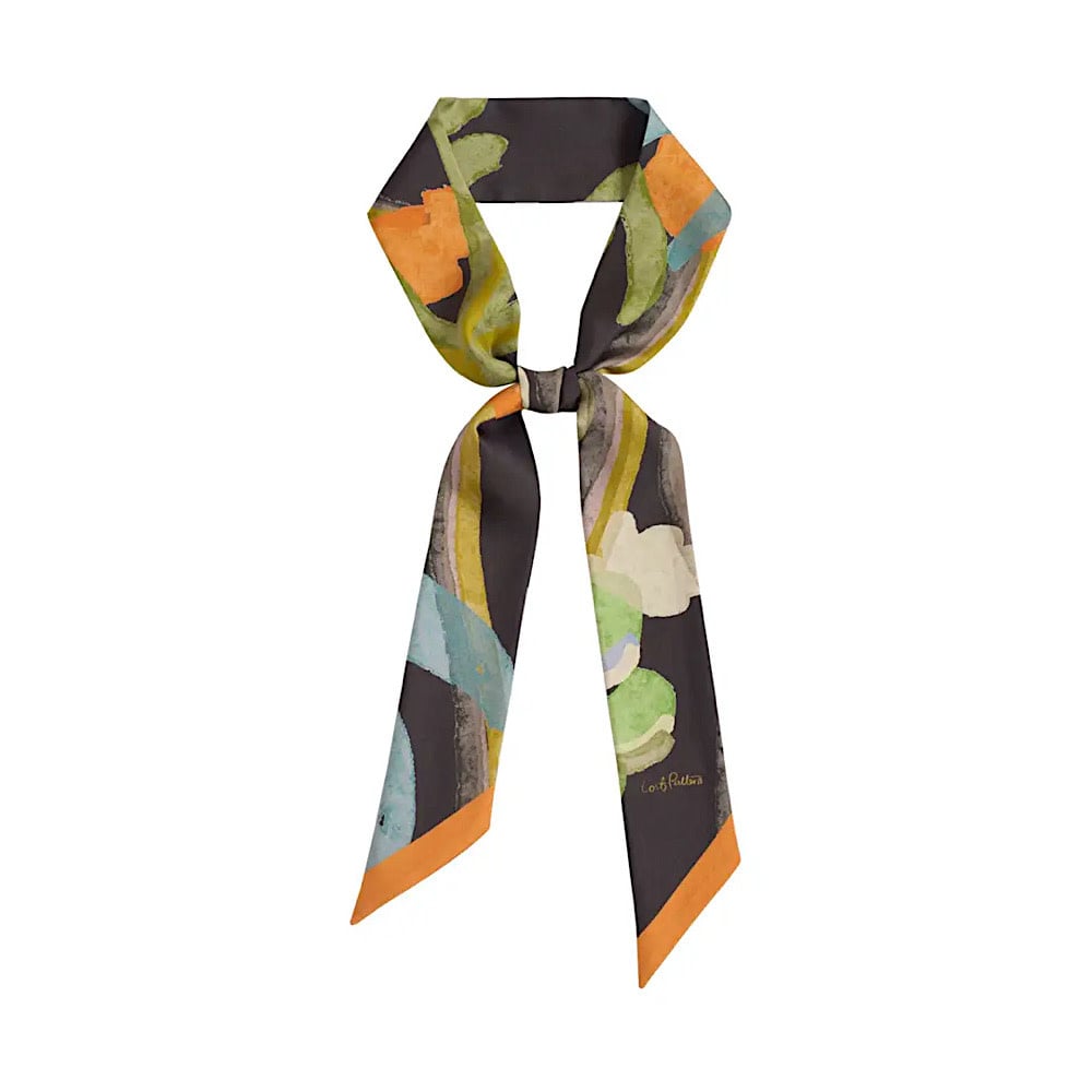 Lost Pattern NYC Lost Pattern Silk Twill Skinny Scarf - Dark Brown Ethereal Mirage