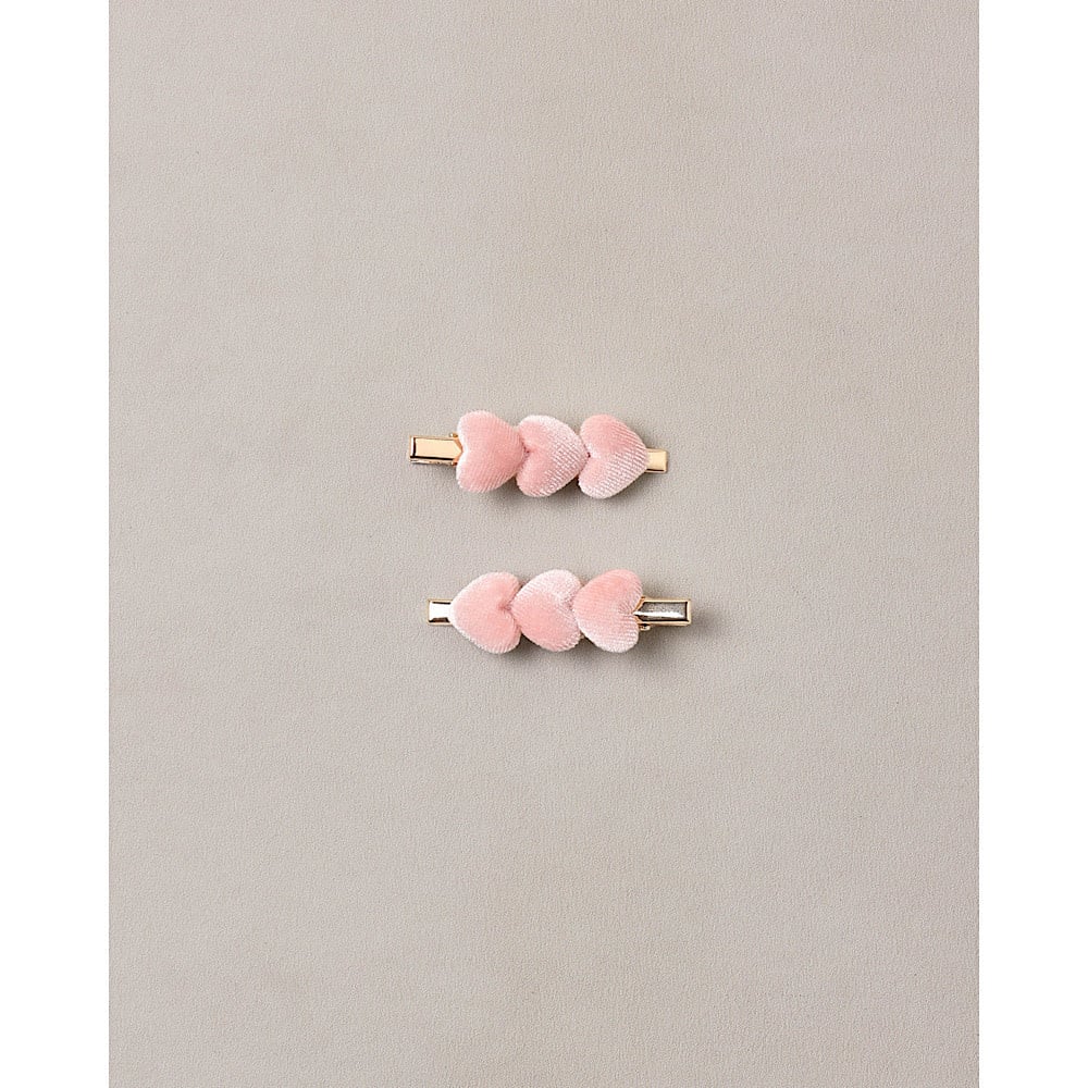 Noralee Velvet Heart Clips - Rose