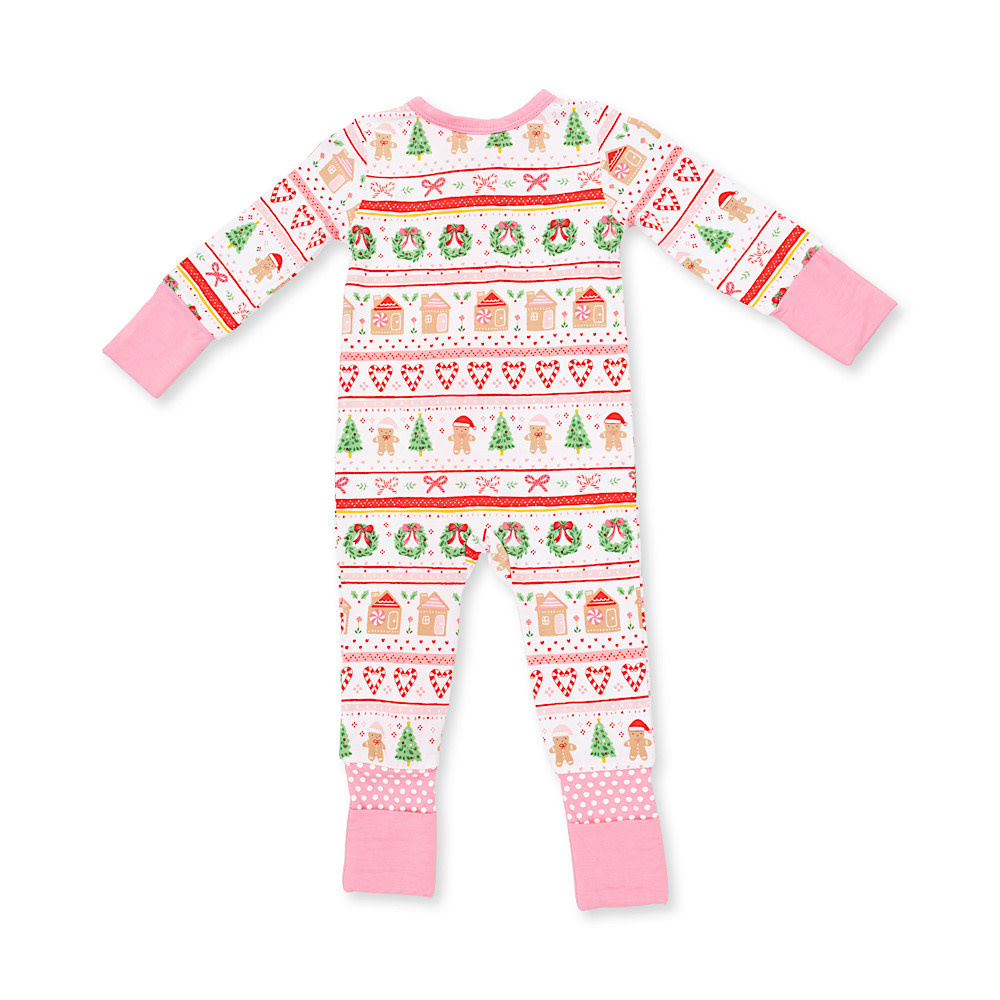 Angel Dear Convertible Romper - Gingerbread Fair Isle Pink
