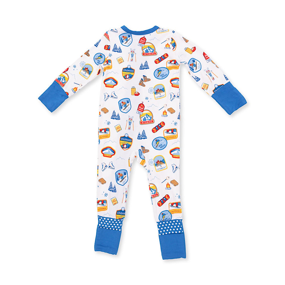 Angel Dear Convertible Romper - Vintage Ski Patches