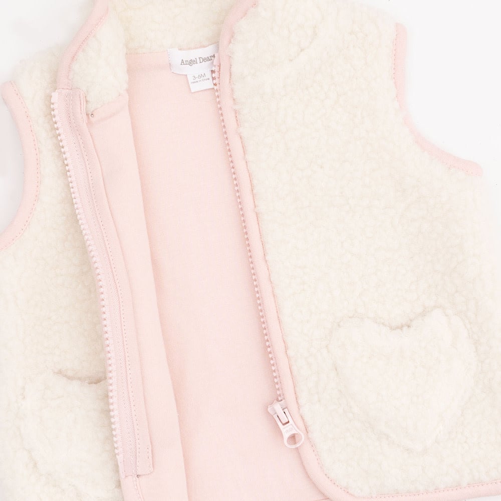 Angel Dear Zip Vest with Heart Pockets - Sherpa