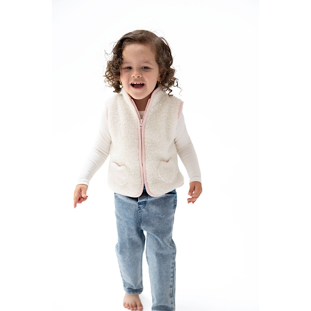 Angel Dear Zip Vest with Heart Pockets - Sherpa