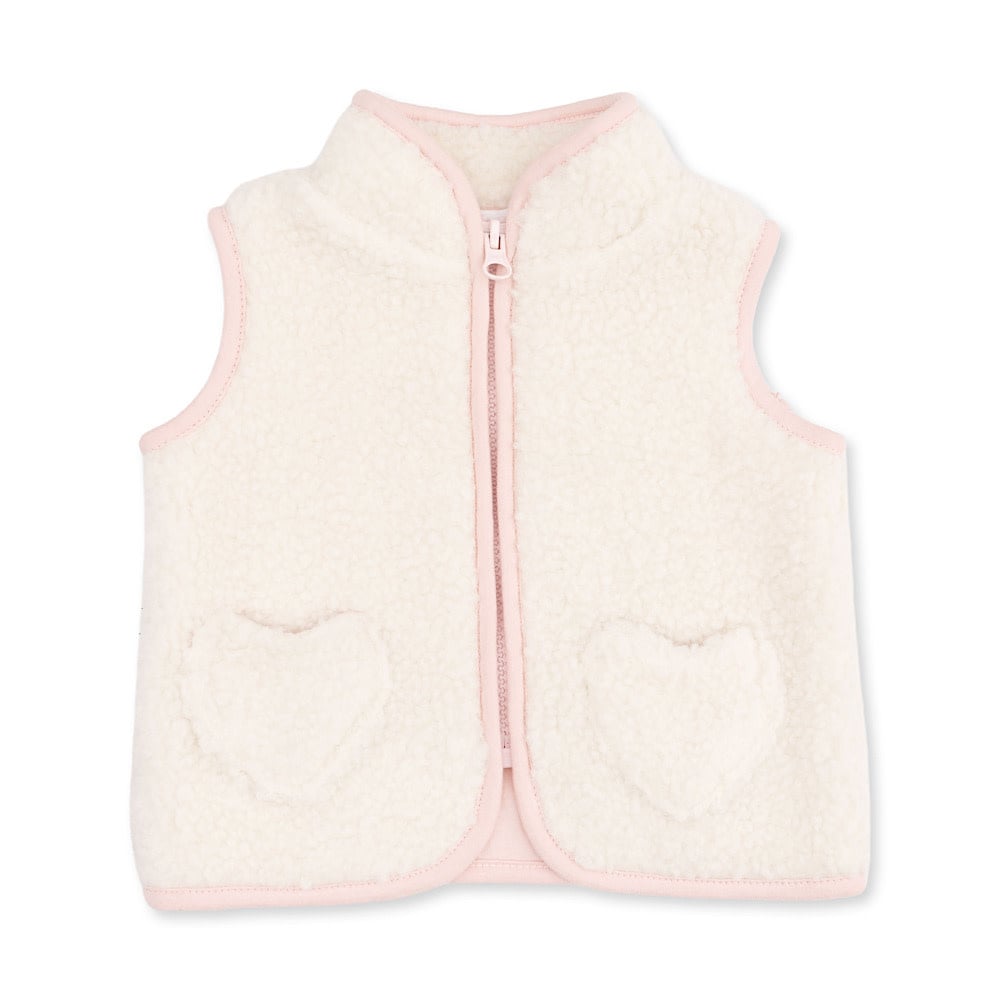 Angel Dear Zip Vest with Heart Pockets - Sherpa