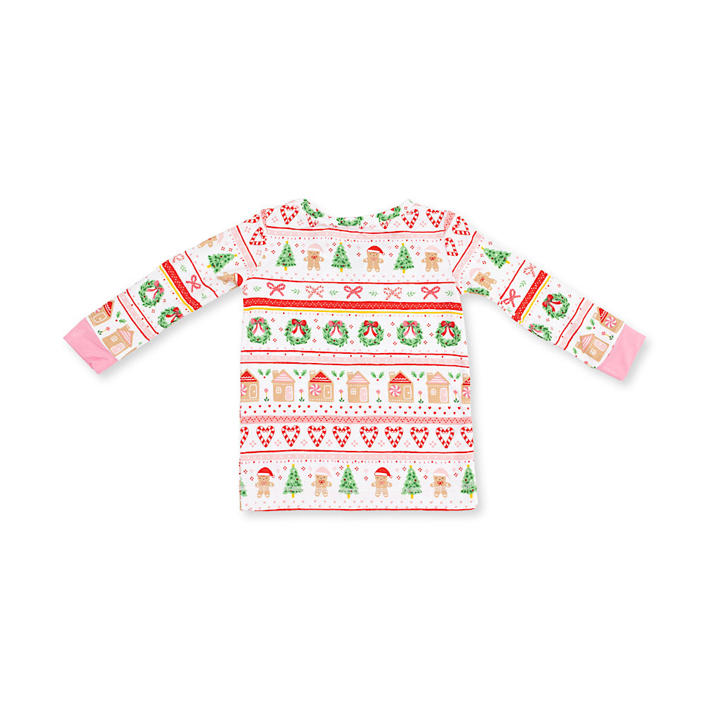 Angel Dear Long Sleeve Loungewear Set - Gingerbread Fair Isle Pink