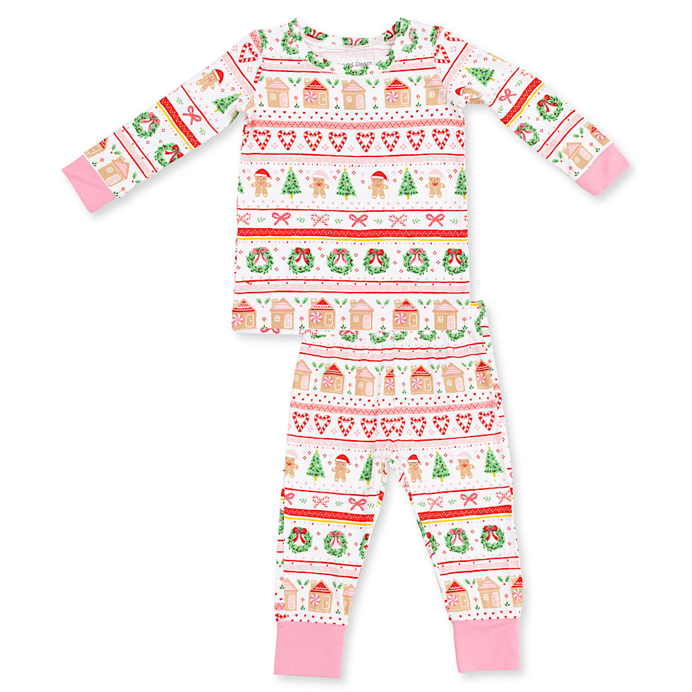 Angel Dear Long Sleeve Loungewear Set - Gingerbread Fair Isle Pink