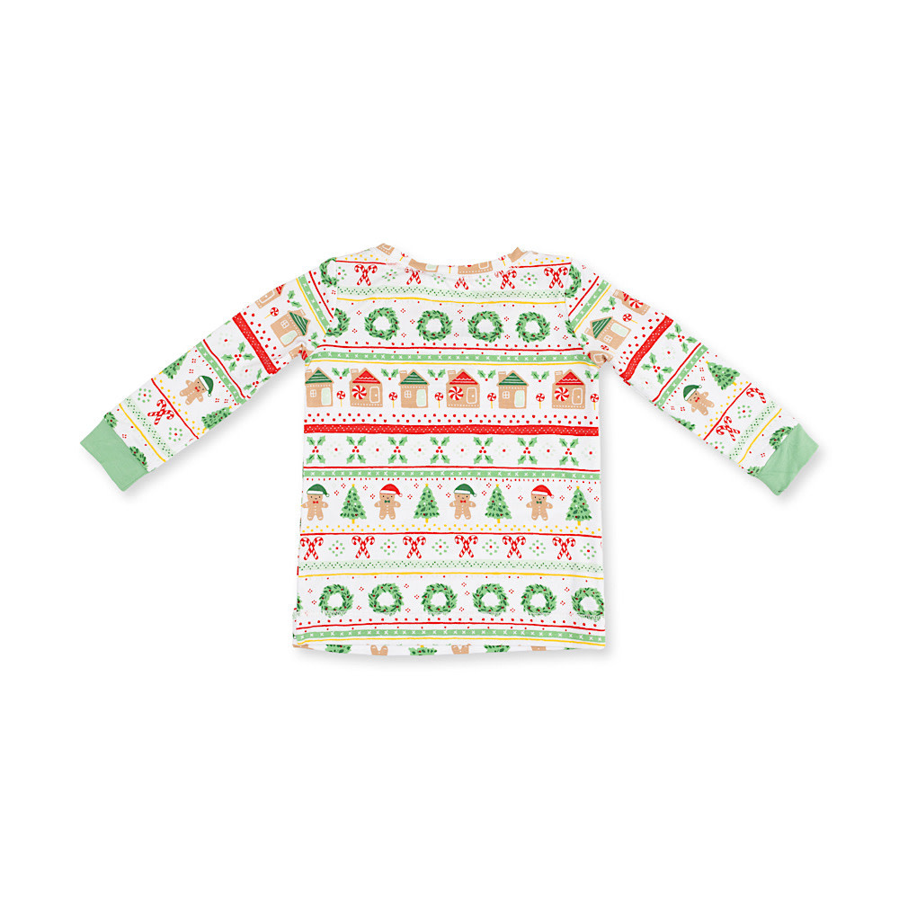 Angel Dear Long Sleeve Loungewear Set - Gingerbread Fair Isle Green