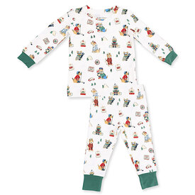 Angel Dear Angel Dear Long Sleeve Loungewear Set - Winter Sports Dogs Green
