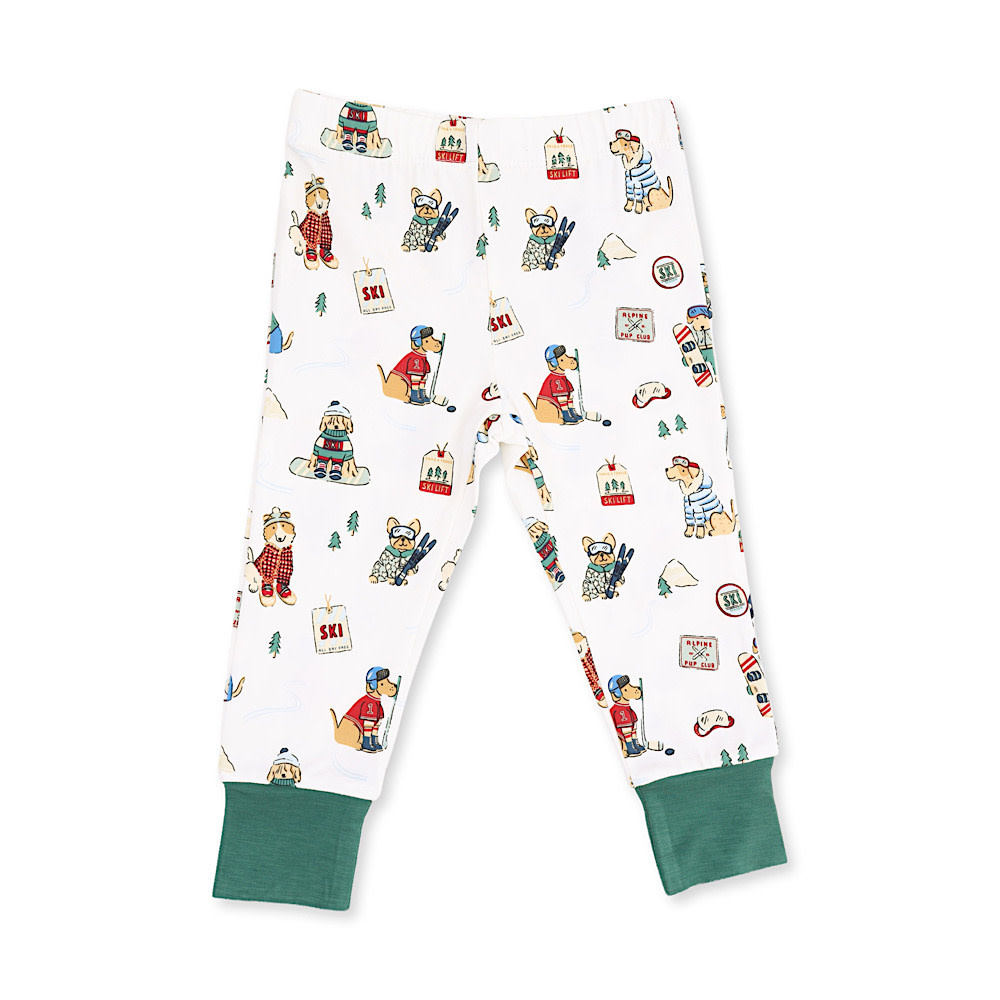 Angel Dear Long Sleeve Loungewear Set - Winter Sports Dogs Green