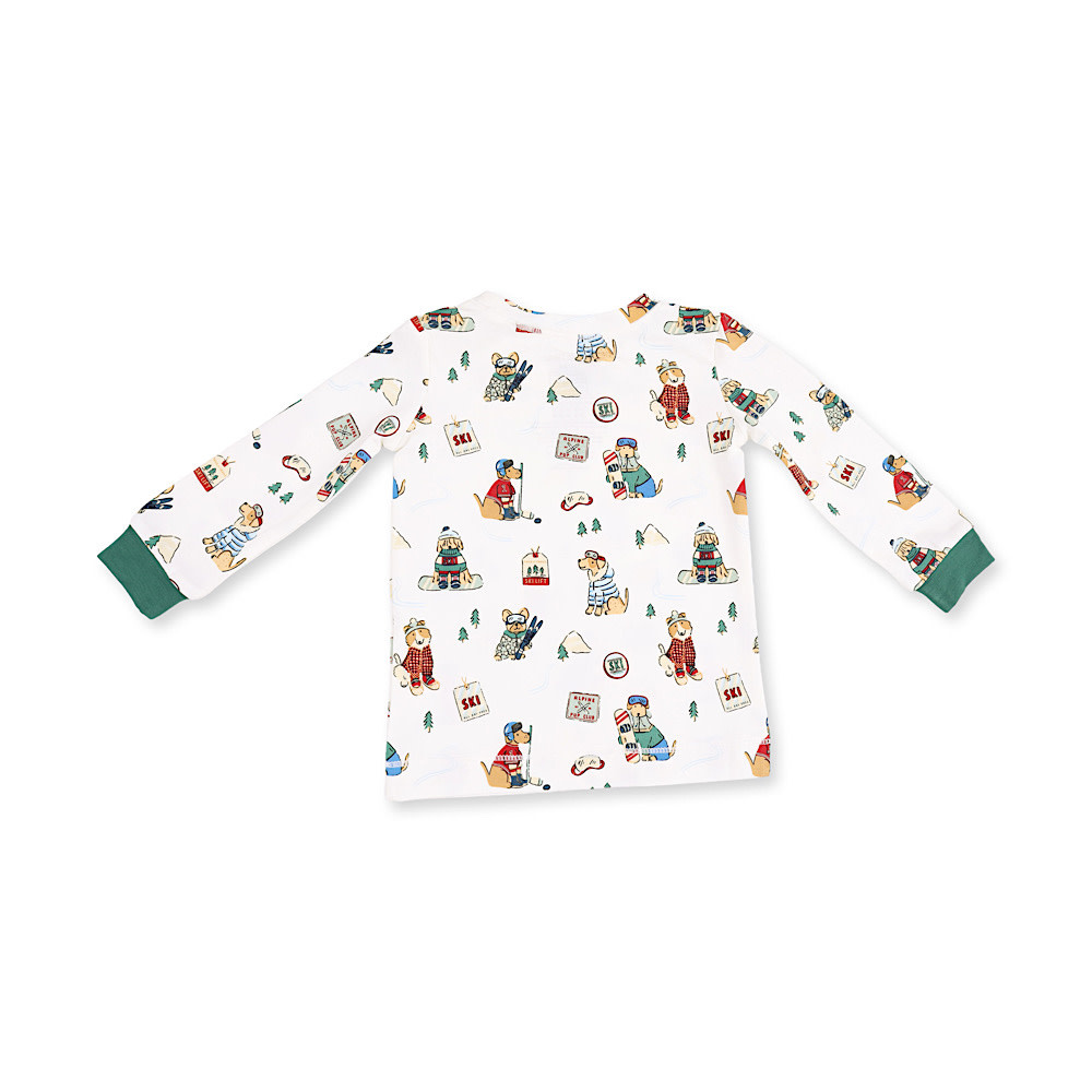 Angel Dear Long Sleeve Loungewear Set - Winter Sports Dogs Green