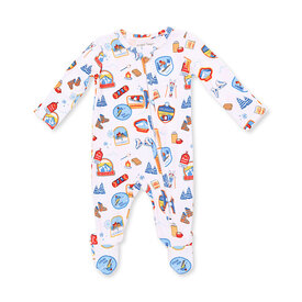 Angel Dear Angel Dear 2 Way Zipper Footie - Vintage Ski Patches