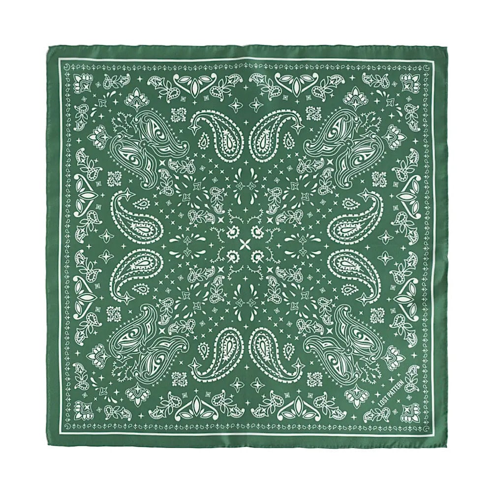 Lost Pattern NYC Lost Pattern Silk Bandana Scarf - Sagebrush Green Paisley