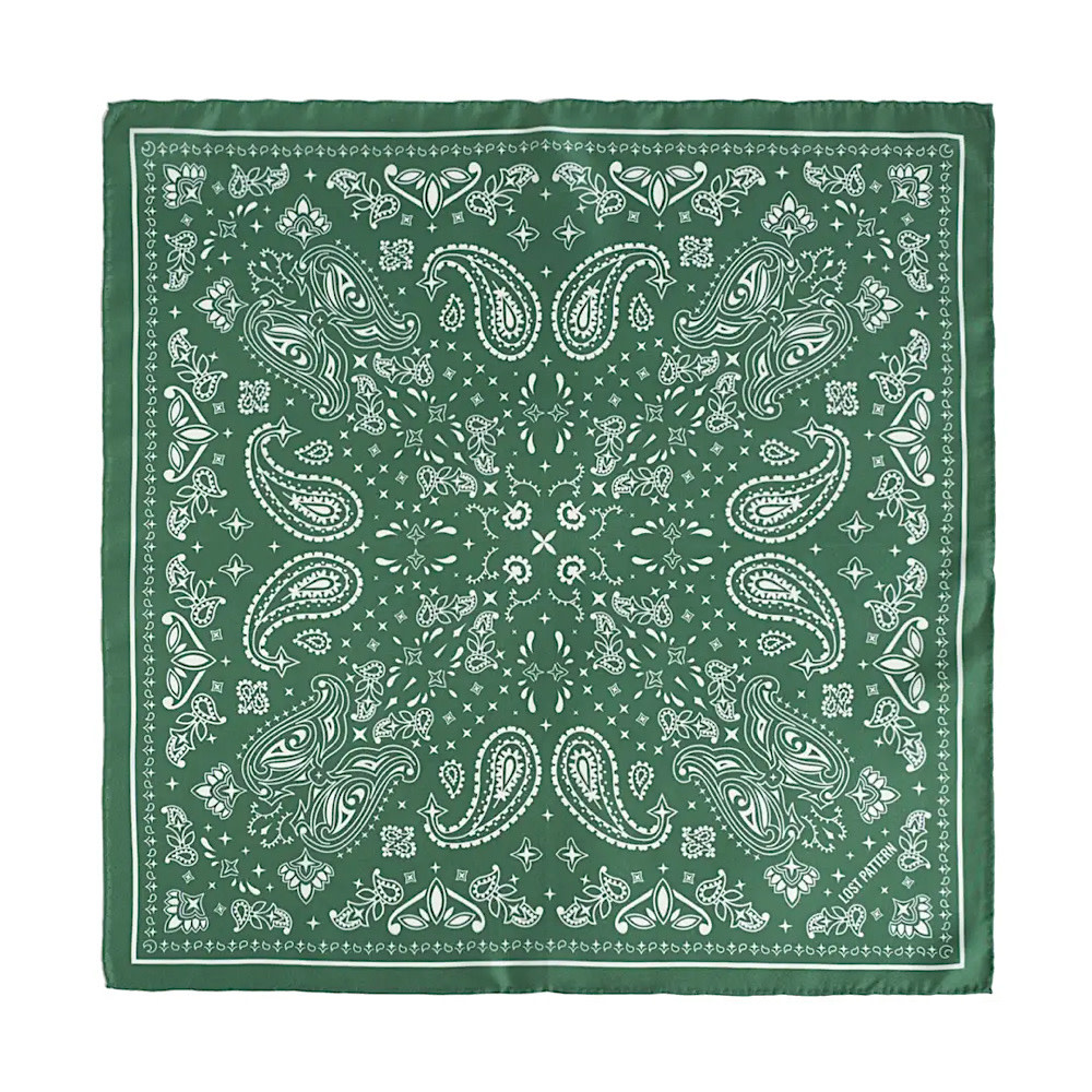 Lost Pattern Silk Bandana Scarf - Sagebrush Green Paisley