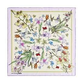Lost Pattern NYC Lost Pattern Silk Bandana Scarf - Beige Orchid Symphony