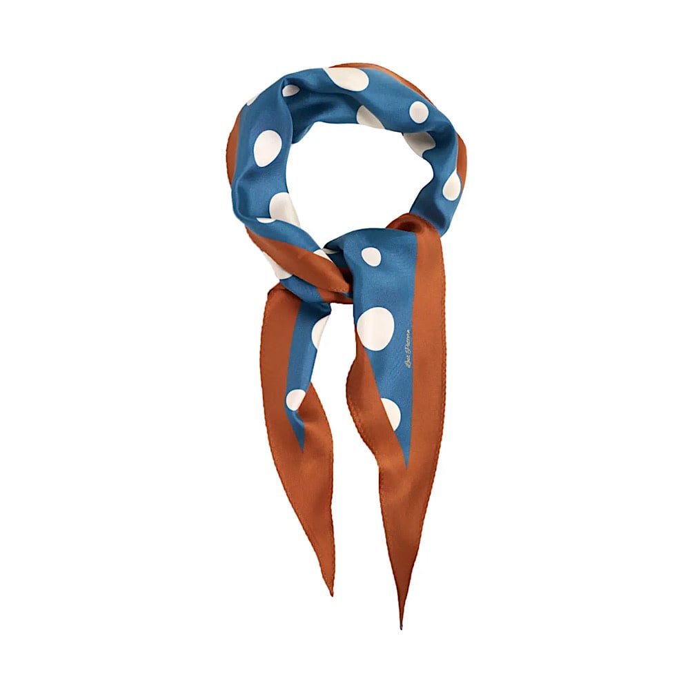 Lost Pattern Silk Diamond Neckerchief - Salted Caramel Retro Polka