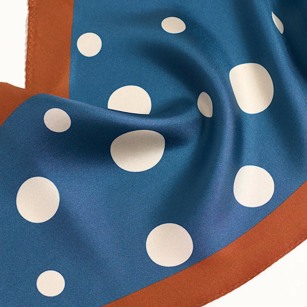 Lost Pattern Silk Diamond Neckerchief - Salted Caramel Retro Polka