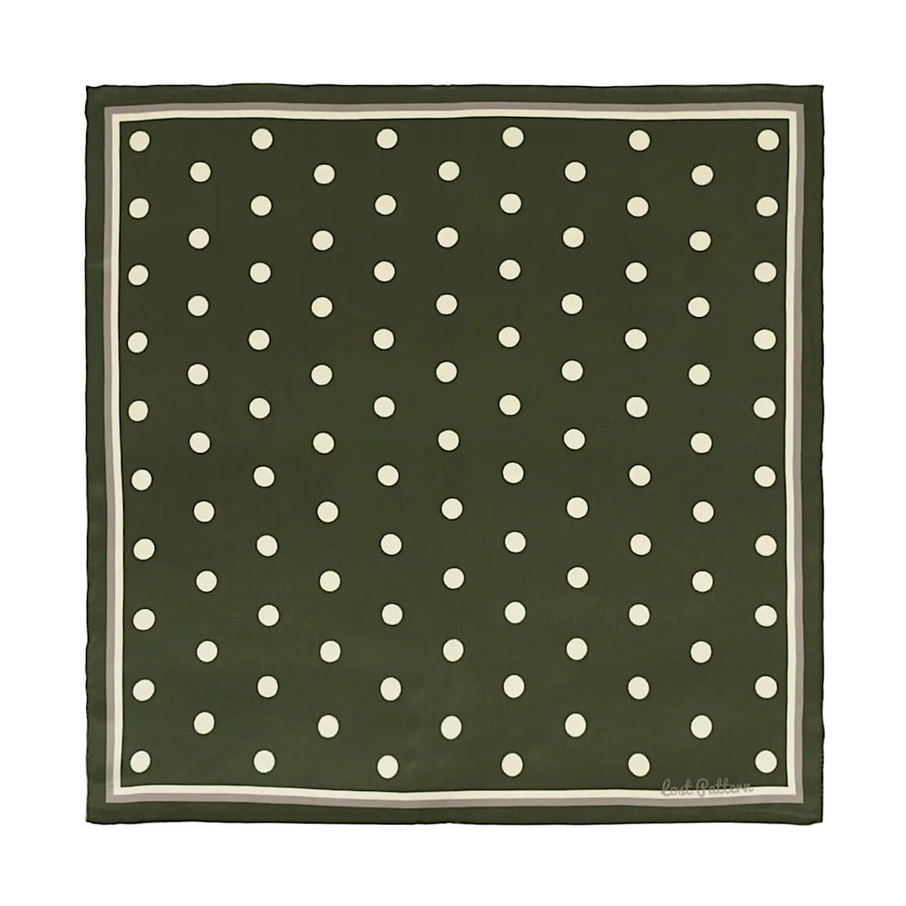 Lost Pattern NYC Lost Pattern Silk Bandana Scarf - Matcha Retro Polka