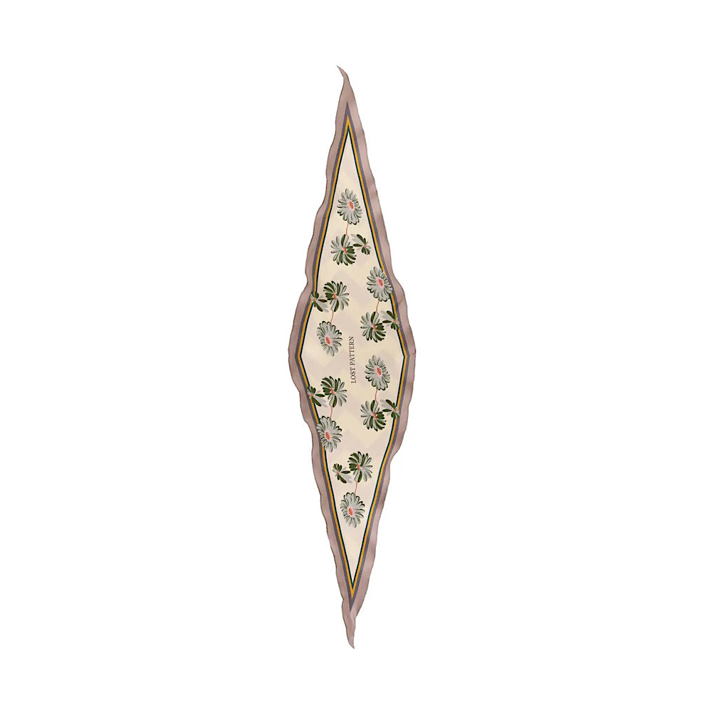 Lost Pattern NYC Lost Pattern Silk Diamond Neckerchief - Agate Grey Daisy