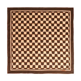 Lost Pattern NYC Lost Pattern Silk Bandana Scarf - Coffee Checkerboard
