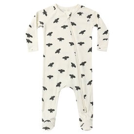 Quincy Mae Quincy Mae Bamboo Zip Footie - Black Bats