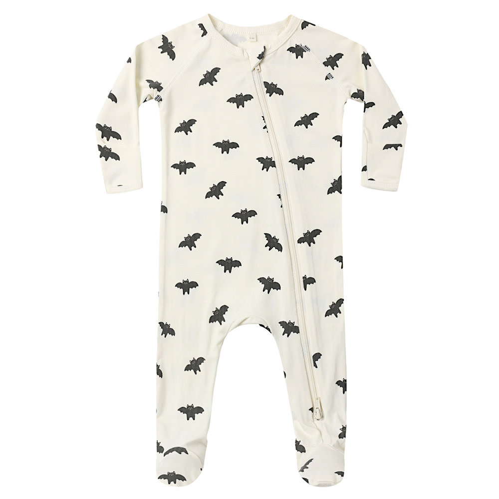 Quincy Mae Quincy Mae Bamboo Zip Footie - Black Bats
