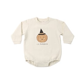 Quincy Mae Quincy Mae Crewneck Bubble Romper - Lil Pumpkin