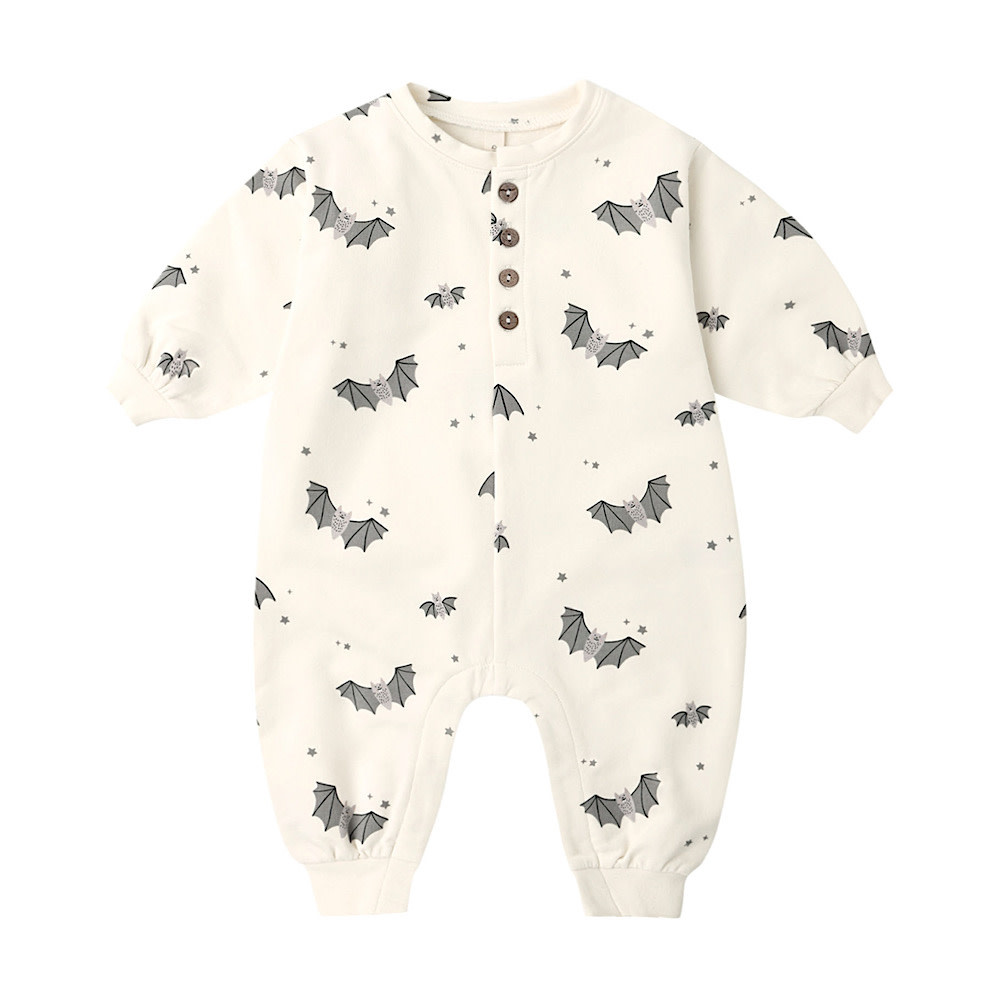 Quincy Mae Relaxed Fleece Jumpsuit - Baby Bats