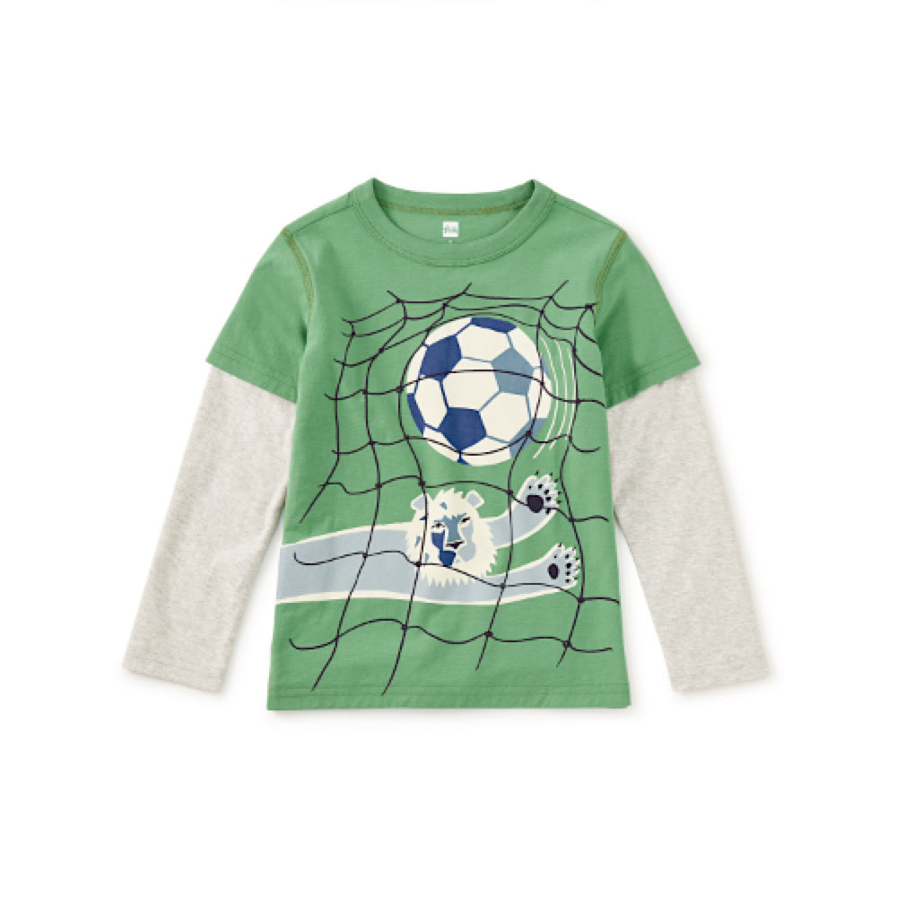 Tea Collection Tea Collection Goalkeeper Lion Layered Tee - English Ivy