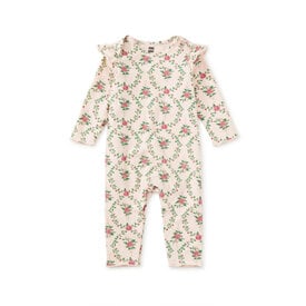 Tea Collection Tea Collection Ruffle Shoulder Baby Romper - Wallpaper Floral