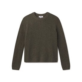 Pura Cashmere Cashmere Fisherman Crew Sweater - Dark Olive
