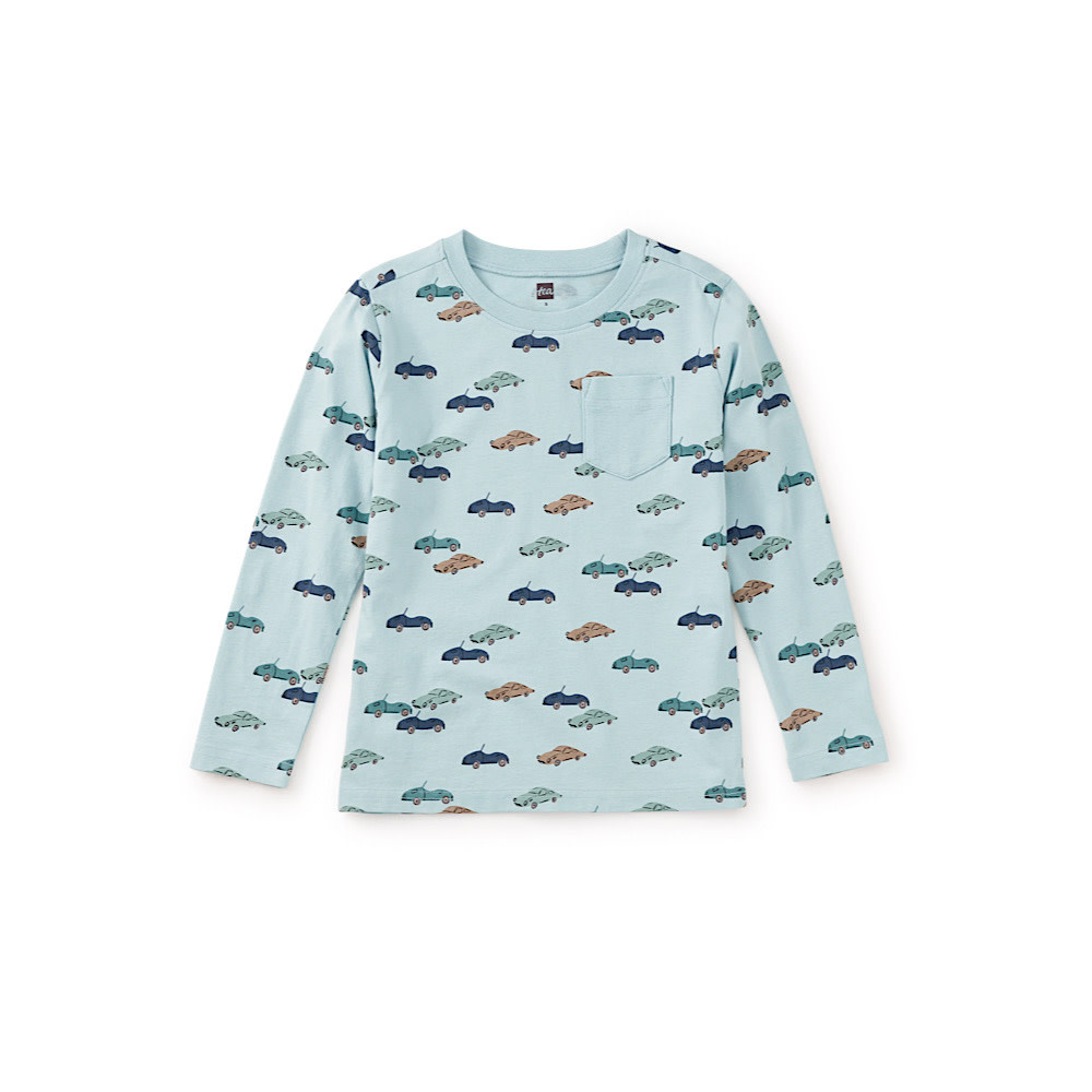 Tea Collection Long Sleeve Printed Pocket Tee - Mini Cars