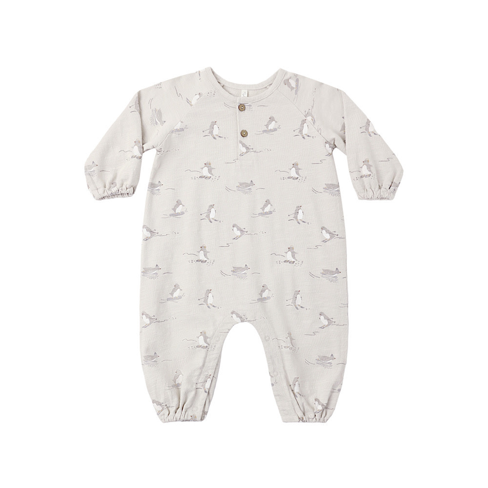 Rylee + Cru LLC Rylee + Cru Henley Jumpsuit - Skiing Penguins