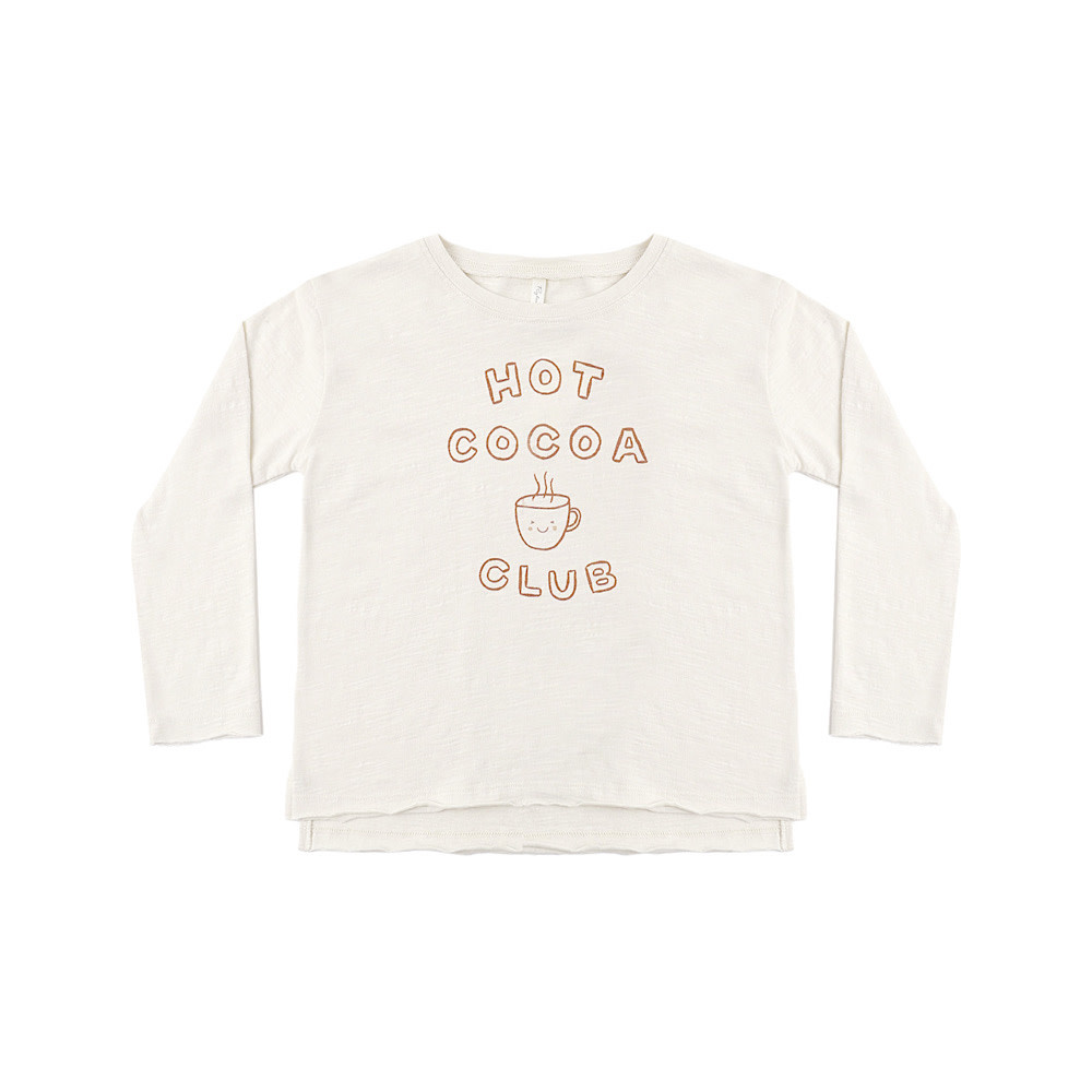 Rylee + Cru LLC Rylee + Cru Raw Edge Long Sleeve Tee - Hot Cocoa Club