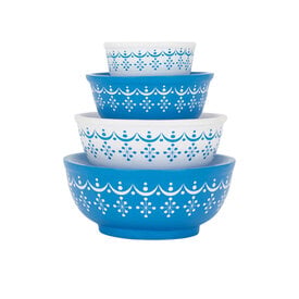  Mini Pyrex Stackable Mixing Bowls - Snowflake Blue