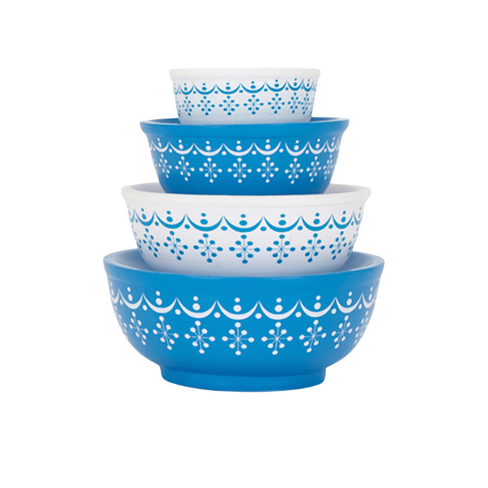  Mini Pyrex Stackable Mixing Bowls - Snowflake Blue