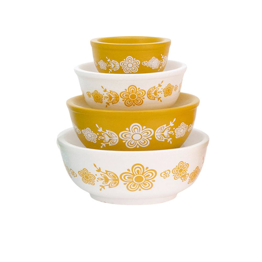  Mini Pyrex Stackable Mixing Bowls - Butterfly Gold