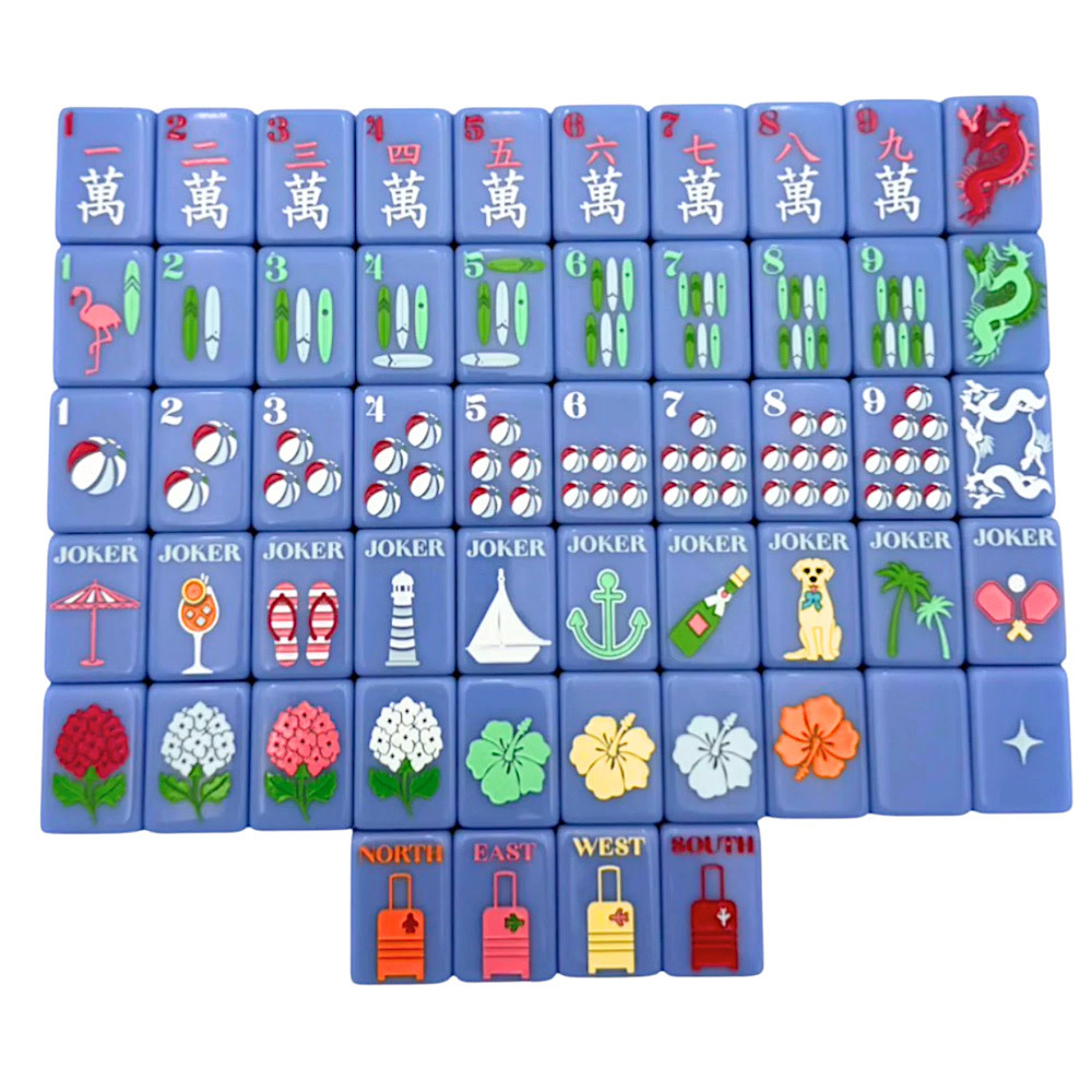  Bespoke Mahjong x Gray Malin Beach Club Mahjong Tiles - Cabana Blue