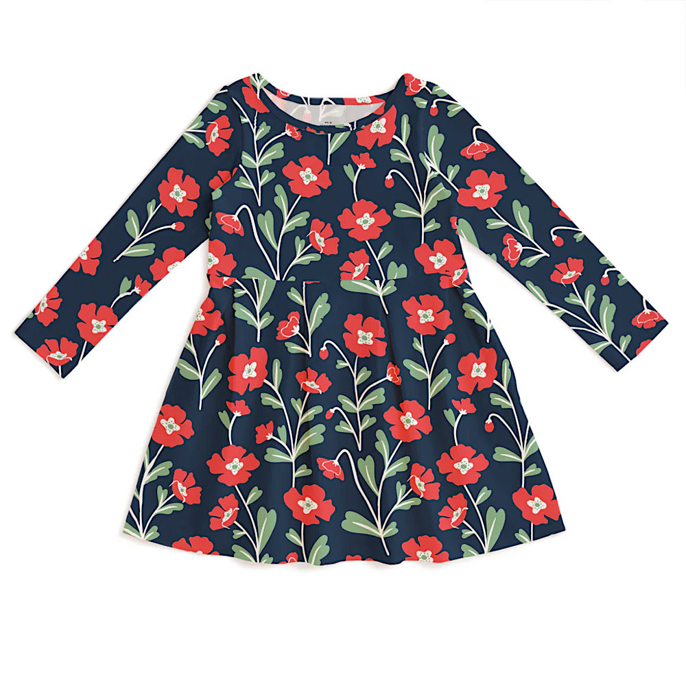 Winter Water Factory Madison Dress - Poppies Navy