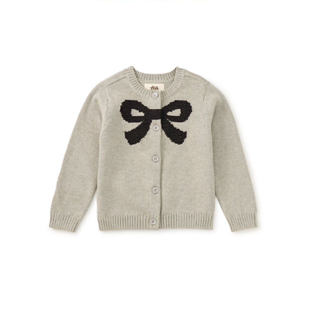 Tea Collection Bow Cardigan - Medium Heather Grey
