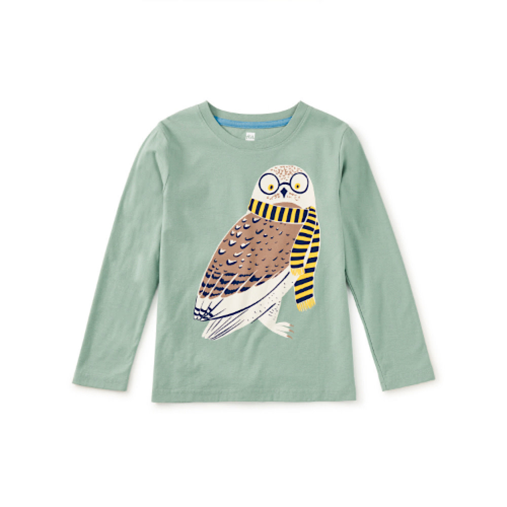 Tea Collection Oxford Owl Graphic Tee - Sea