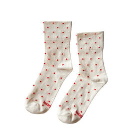 Le Bon Shoppe Le Bon Shoppe Sneaker Socks - Cream/Red Polka Dots